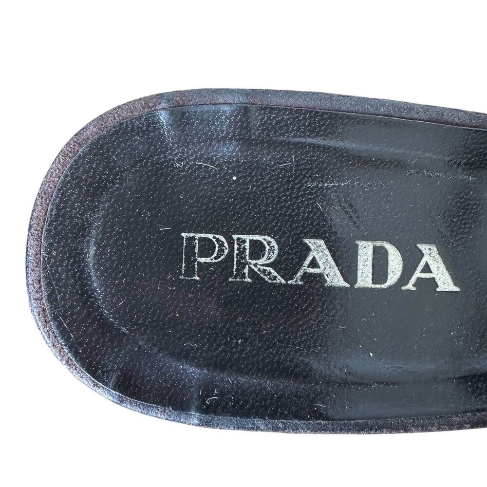 Prada Y2K Vintage Brown Suede Slingback Wedge Chunky Sandals 36.5 - Picture 6 of 10